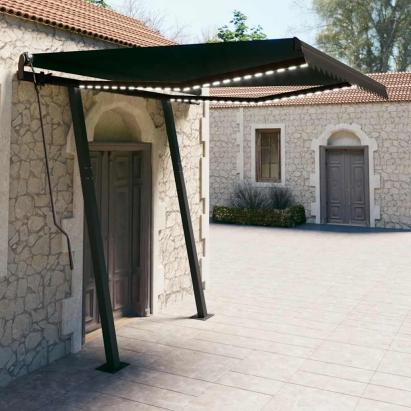 Copertină retractabilă manual cu LED, antracit, 3,5x2,5 m GartenMobel Dekor