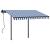 Copertină retractabilă automat cu stâlpi albastru&alb 3,5x2,5 m GartenMobel Dekor