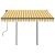 Copertină retractabilă automat cu stâlpi, galben&alb 3,5x2,5 m GartenMobel Dekor