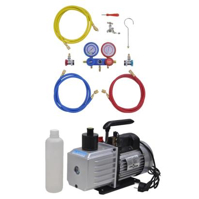 Pompă de vid 100 L/min cu set manometru cu 2 căi în set scule GartenMobel Dekor