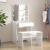Set măsuță de toaletă cu LED, alb extralucios, lemn prelucrat GartenMobel Dekor