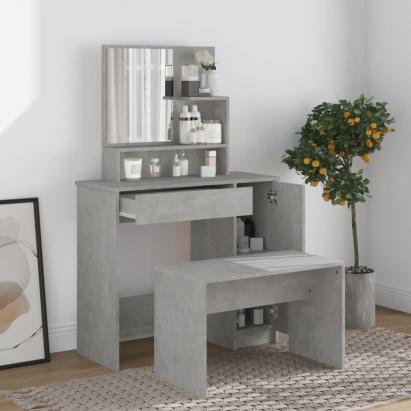 Set măsuță de toaletă, gri beton, 86,5x35x136 cm GartenMobel Dekor