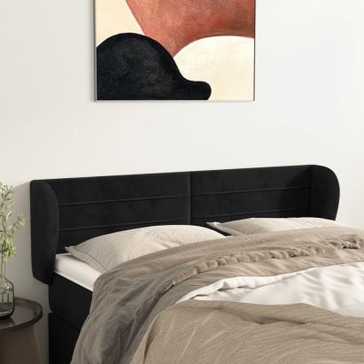 Tăblie de pat cu aripioare negru 147x23x78/88 cm catifea GartenMobel Dekor
