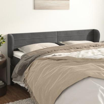 Tăblie de pat cu aripioare gri închis 183x23x78/88 cm catifea GartenMobel Dekor