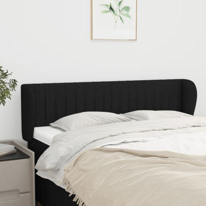 Tăblie de pat cu aripioare negru 147x23x78/88 cm textil GartenMobel Dekor