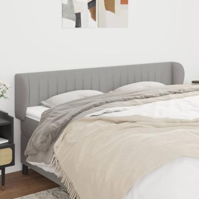 Tăblie de pat cu aripioare gri deschis 163x23x78/88 cm textil GartenMobel Dekor