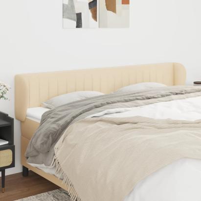 Tăblie de pat cu aripioare crem 163x23x78/88 cm material textil GartenMobel Dekor