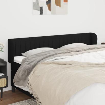 Tăblie de pat cu aripioare negru 183x23x78/88 cm textil GartenMobel Dekor