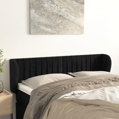 Tăblie de pat cu aripioare negru 147x23x78/88 cm catifea GartenMobel Dekor