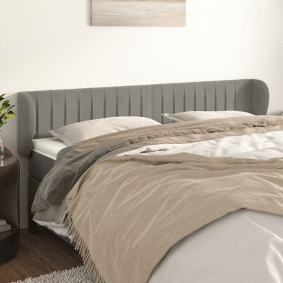 Tăblie de pat cu aripioare gri deschis 183x23x78/88 cm catifea GartenMobel Dekor