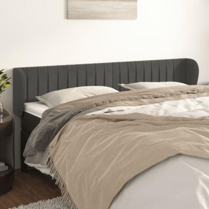 Tăblie de pat cu aripioare gri închis 183x23x78/88 cm catifea GartenMobel Dekor