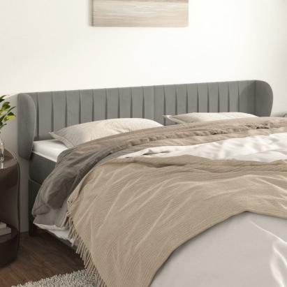 Tăblie de pat cu aripioare gri deschis 203x23x78/88 cm catifea GartenMobel Dekor