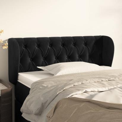 Tăblie de pat cu aripioare negru 93x23x78/88 cm catifea GartenMobel Dekor