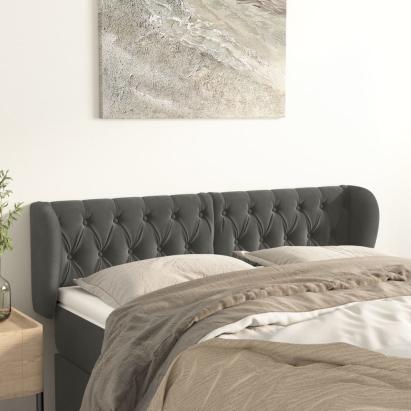 Tăblie de pat cu aripioare gri închis 147x23x78/88 cm catifea GartenMobel Dekor