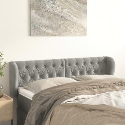 Tăblie de pat cu aripioare gri deschis 163x23x78/88 cm catifea GartenMobel Dekor
