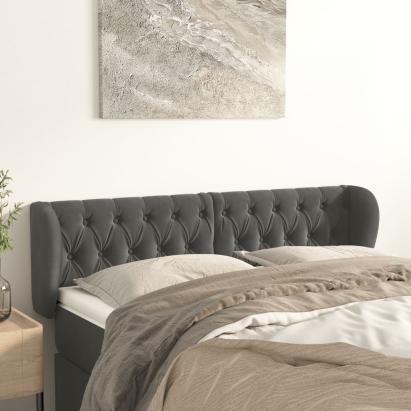 Tăblie de pat cu aripioare gri închis 163x23x78/88 cm catifea GartenMobel Dekor