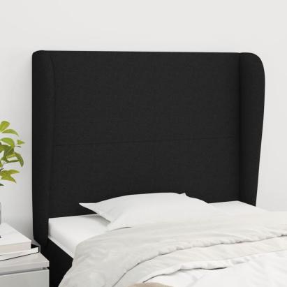 Tăblie de pat cu aripioare, negru, 93x23x118/128 cm, textil GartenMobel Dekor