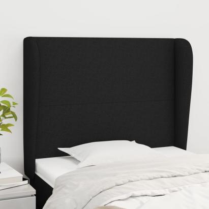 Tăblie de pat cu aripioare, negru, 103x23x118/128 cm, textil GartenMobel Dekor
