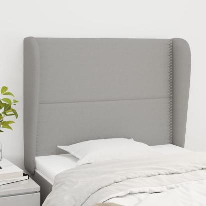 Tăblie de pat cu aripioare gri deschis 93x23x118/128 cm textil GartenMobel Dekor