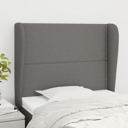 Tăblie de pat cu aripioare gri închis 93x23x118/128 cm textil GartenMobel Dekor
