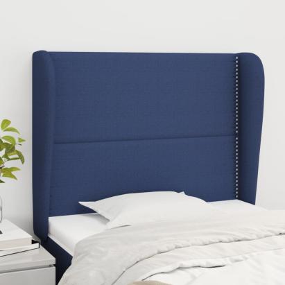 Tăblie de pat cu aripioare, albastru, 93x23x118/128 cm, textil GartenMobel Dekor