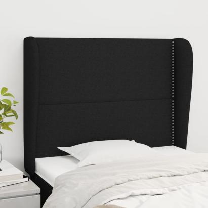 Tăblie de pat cu aripioare, negru, 103x23x118/128 cm, textil GartenMobel Dekor