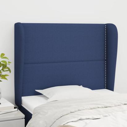 Tăblie de pat cu aripioare, albastru, 103x23x118/128 cm, textil GartenMobel Dekor