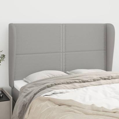 Tăblie de pat cu aripioare gri deschis 147x23x118/128 cm textil GartenMobel Dekor
