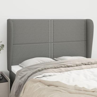 Tăblie de pat cu aripioare gri închis 147x23x118/128 cm textil GartenMobel Dekor