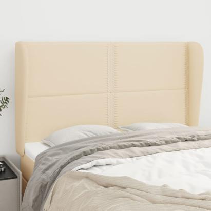 Tăblie de pat cu aripioare, crem, 147x23x118/128 cm, textil GartenMobel Dekor