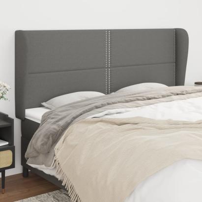 Tăblie de pat cu aripioare gri închis 183x23x118/128 cm textil GartenMobel Dekor
