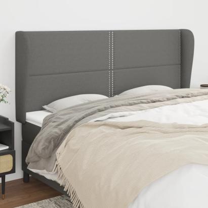 Tăblie de pat cu aripioare gri închis 203x23x118/128 cm, textil GartenMobel Dekor