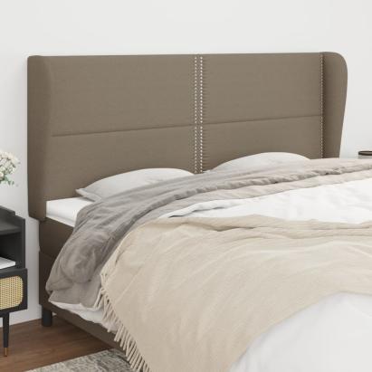 Tăblie de pat cu aripioare gri taupe 203x23x118/128 cm textil GartenMobel Dekor