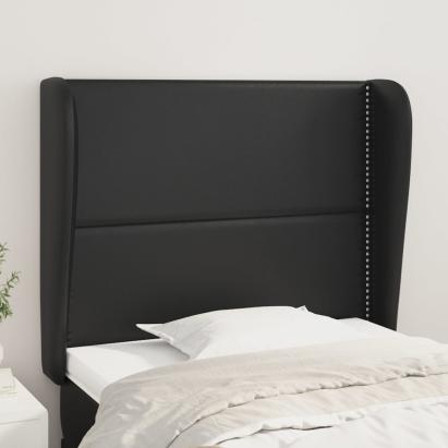 Tăblie de pat cu aripioare, negru, 93x23x118/128 cm, piele eco GartenMobel Dekor