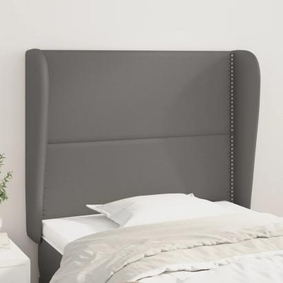Tăblie de pat cu aripioare gri 93x23x118/128 cm piele eco GartenMobel Dekor
