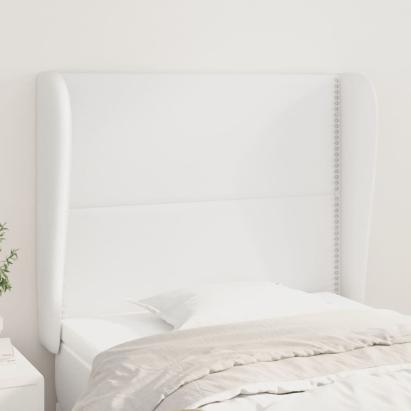 Tăblie de pat cu aripioare, alb, 103x23x118/128 cm, piele eco GartenMobel Dekor