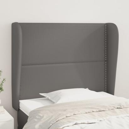 Tăblie de pat cu aripioare gri 103x23x118/128 cm piele eco GartenMobel Dekor