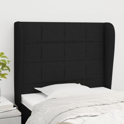 Tăblie de pat cu aripioare, negru, 83x23x118/128 cm, textil GartenMobel Dekor