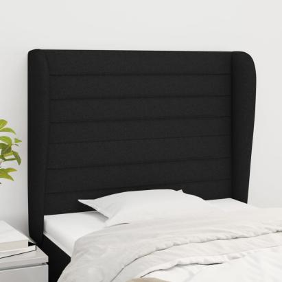 Tăblie de pat cu aripioare, negru, 83x23x118/128 cm, textil GartenMobel Dekor