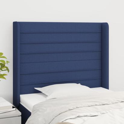 Tăblie de pat cu aripioare, albastru, 103x16x118/128 cm, textil GartenMobel Dekor