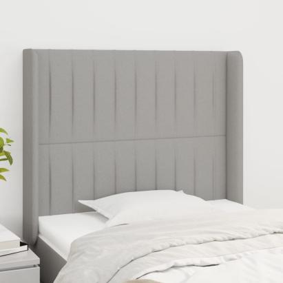 Tăblie de pat cu aripioare gri deschis 83x16x118/128 cm textil GartenMobel Dekor