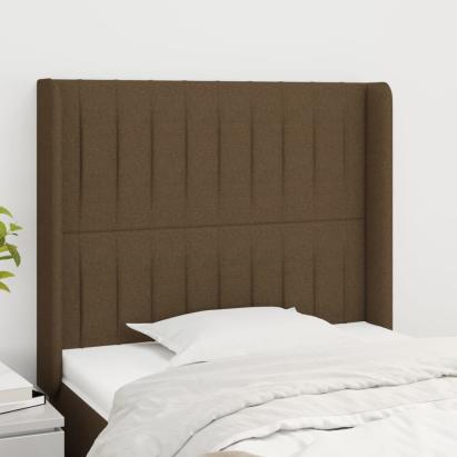 Tăblie de pat cu aripioare maro închis 93x16x118/128 cm textil GartenMobel Dekor