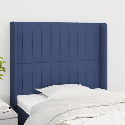 Tăblie de pat cu aripioare, albastru, 93x16x118/128 cm, textil GartenMobel Dekor