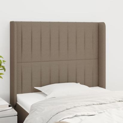 Tăblie de pat cu aripioare gri taupe 103x16x118/128 cm textil GartenMobel Dekor