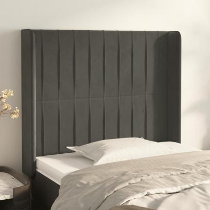 Tăblie de pat cu aripioare gri închis 83x16x118/128 cm catifea GartenMobel Dekor