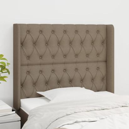 Tăblie de pat cu aripioare gri taupe 93x16x118/128 cm textil GartenMobel Dekor