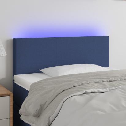 Tăblie de pat cu LED, albastru, 80x5x78/88 cm, textil GartenMobel Dekor
