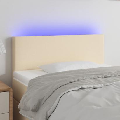 Tăblie de pat cu LED, crem, 90x5x78/88 cm, textil GartenMobel Dekor