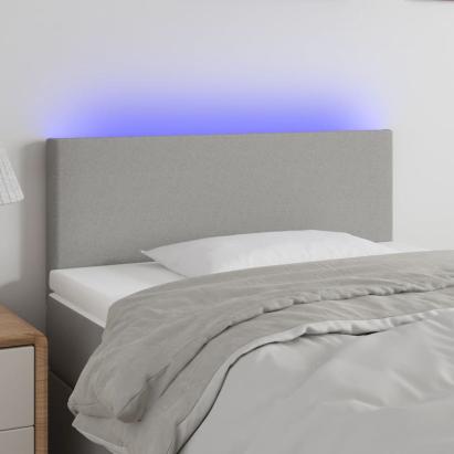 Tăblie de pat cu LED, gri deschis, 100x5x78/88 cm, textil GartenMobel Dekor