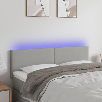 Tăblie de pat cu LED, gri deschis, 144x5x78/88 cm, textil GartenMobel Dekor